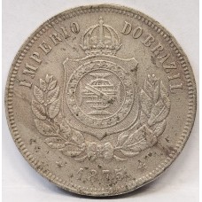 BRAZIL 1875 . TWO HUNDRED 200 REIS COIN . HUGE DIE CRACK